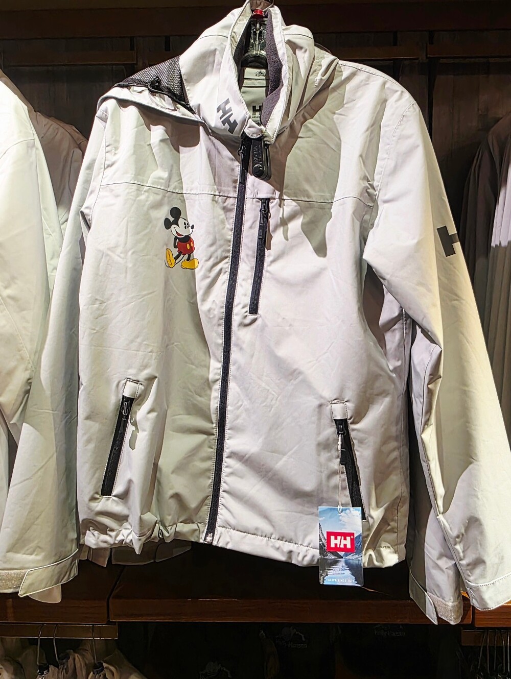Disney Parks Helly Hansen Gray Mickey Mouse Hooded Waterproof Jacket Unisex